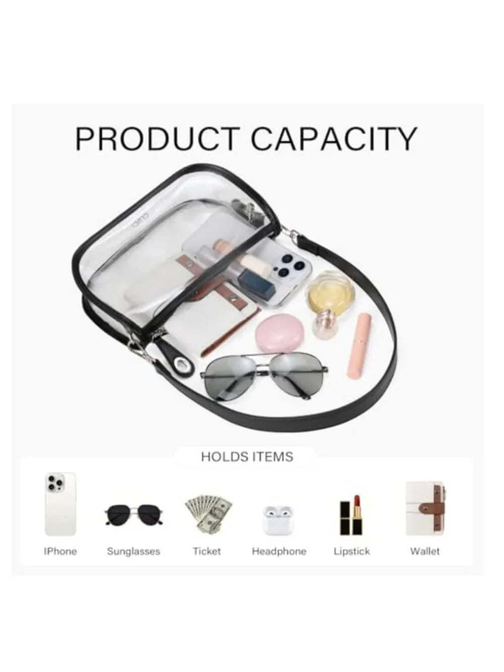 Clear PVC Crossbody Bag for Concerts Sports Festivals Stadium Approved